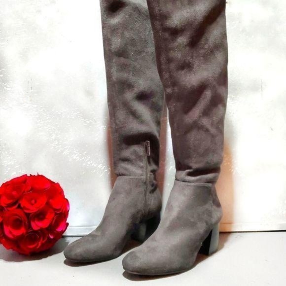Vince Camuto Shoes - Vince Camuto Gray Boots Kantha Knee High Chunky Riding Boots 8.5 Slip on